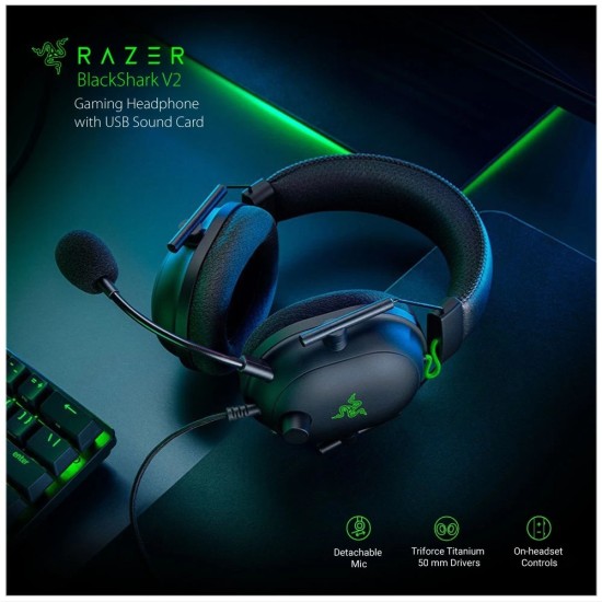 Razer BlackShark V2 Black Wired Gaming Headphone With USB Sound Card