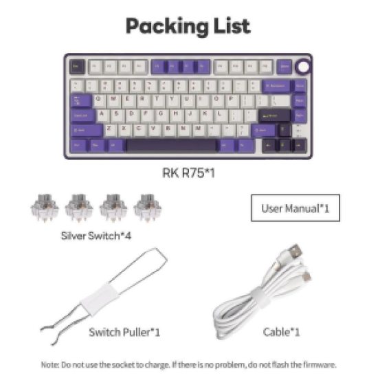 Royal Kludge RK R75 RGB Hot-Swappable Blackberry Switch Mechanical Keyboard