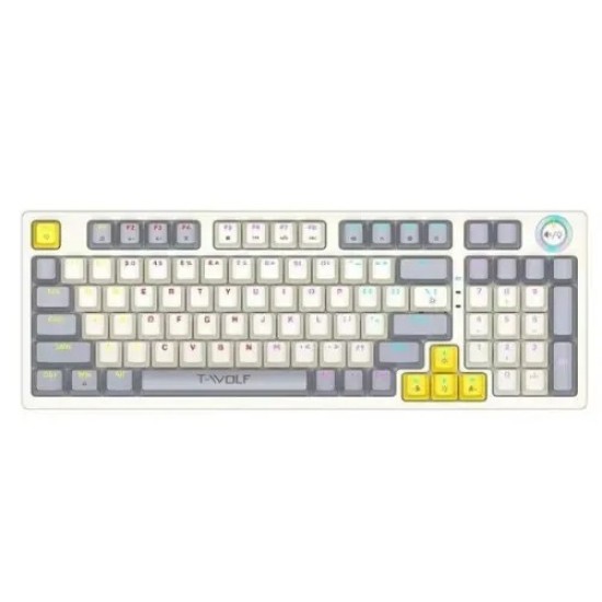 T-Wolf T50 Hotswappble Wired RGB Mechanical Gaming Keyboard - White Grey